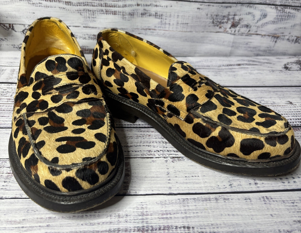 Blackstock Weber Leopard Pony Hair Penny Loafers 8 Goodyear Welted